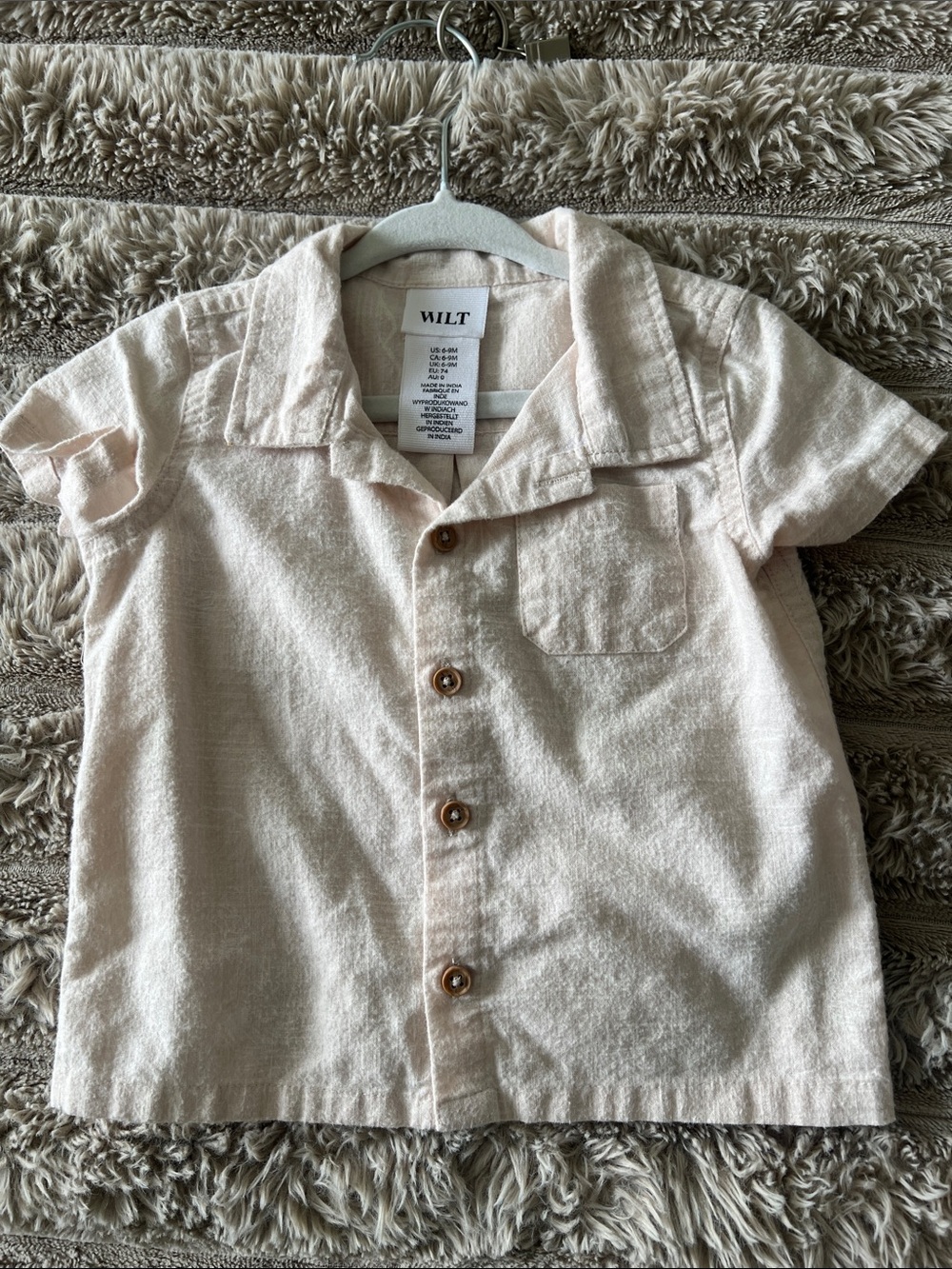 WILT Cream Short-Sleeve Button Shirt & Drawstring Shorts Set - Picture 3 of 7